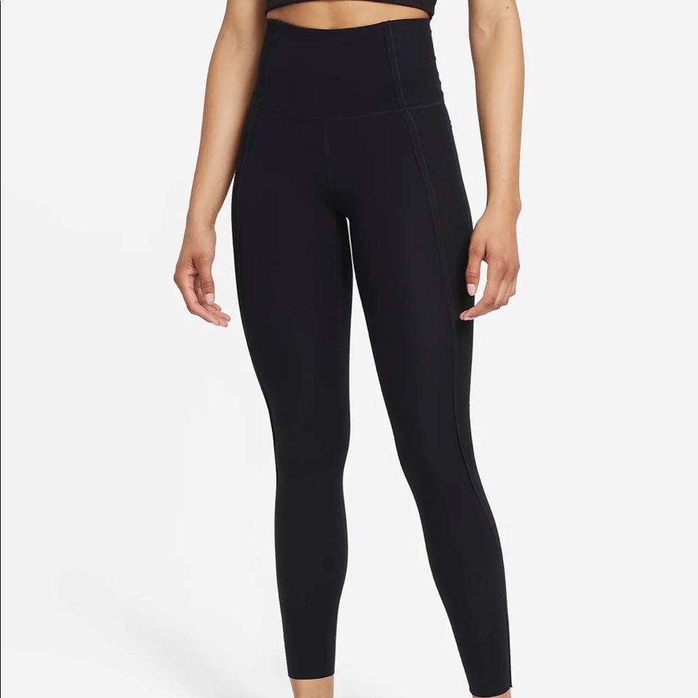 Nike Yoga Womens Charcoal black leggings size small Dri fit performance